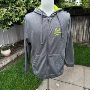 Realtree Antler Creek Zip Hoodie Jacket Grey Florescent Green Men's Size Medium